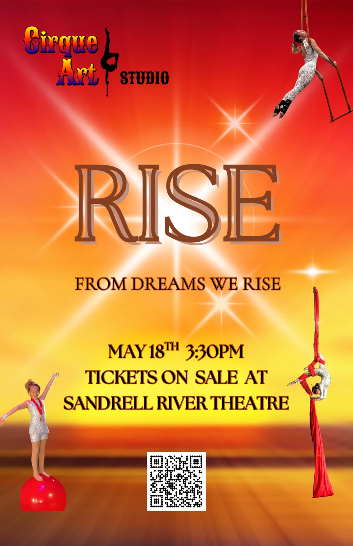 Rise, Cirque Art Studio student showcase flyer.