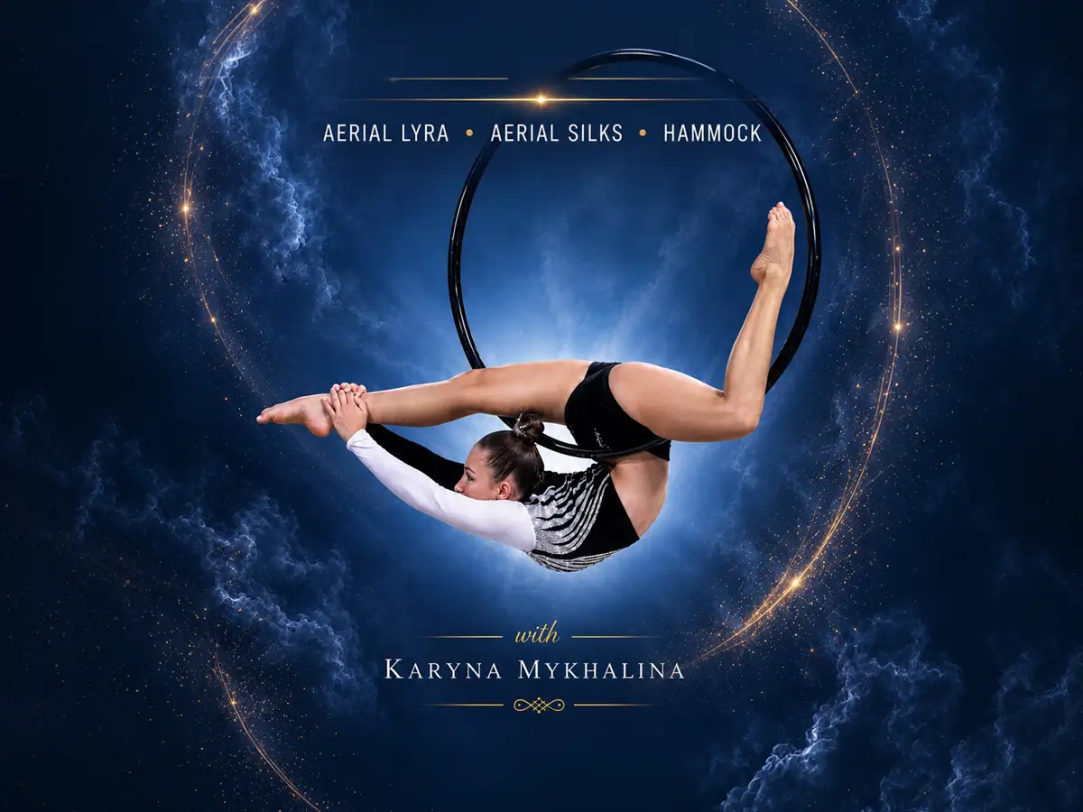 Karyna Mykhalina, aerial lyra at Cirque Art Studio in North Miami Beach Florida.
